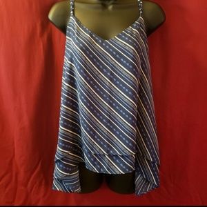 Handkerchief style blue striped tank